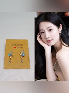 NEW Butterfly Flower Pendant Stud Earrings, 925 Sterling Silver